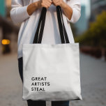 Grote artiesten Steal Black en White Tote Bag<br><div class="desc">Grote artiesten stelen canvas tas. Het minimalistische ontwerp zal zich van de menigte onderscheiden. U kunt de kleur van het type wijzigen en uw eigen tekst toevoegen.</div>