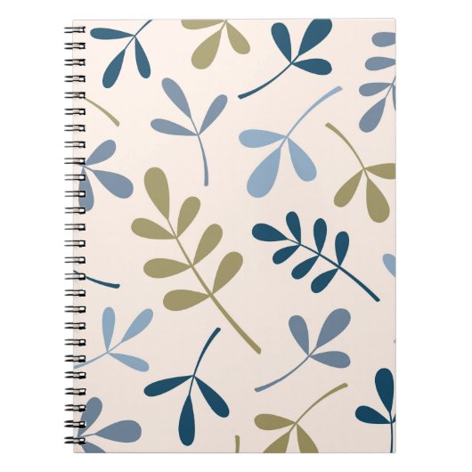 Grote Assorted Leaves Blues Gold Cream Notitieboek (Voorkant)