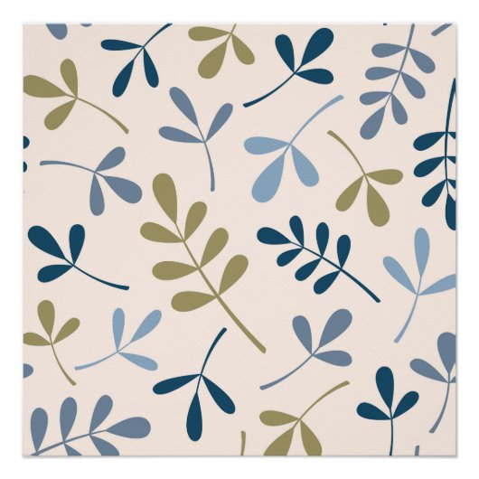 Grote Assorted Leaves Blues Gold Cream Perfect Poster (Voorkant)