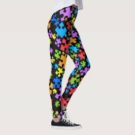 Grote Autisme Puzzel Stukken op ZWART Leggings