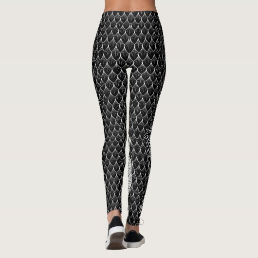 Grote B&W-draak Leggings (Achterkant)