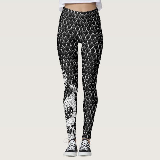 Grote B&W-draak Leggings (Voorkant)