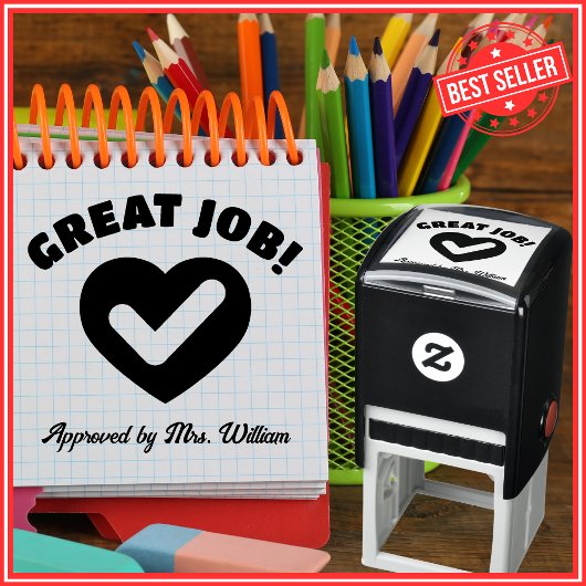 Grote Baan Hart Tik Grading Aanmoediging Leraar Zelfinktende Stempel