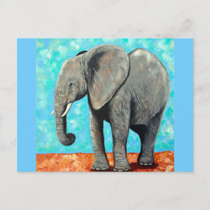 Grote Baby Olifant Schilderij Ansichtkaart Briefkaart