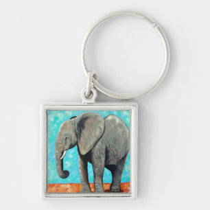 Grote Baby Olifant Schilderij Sleutelhanger