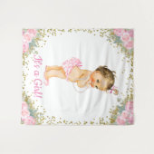 Grote baby shower achterwand voor meisjes wandkleed (Voorkant (horizontaal))