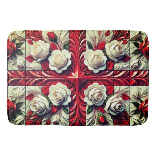 Grote badmat met Engelse Rozen Design (Voorkant)