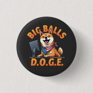 Grote Ballen Doge Departement voor Overheidseffici Ronde Button 3,2 Cm