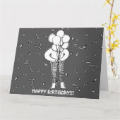 GROTE BALLONNEN EN CONFETTI KAART (Gele Bloem)