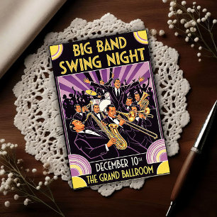 Grote Balzaal Big Band Swing Nacht Klassieker Briefkaart