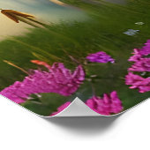 Grote Barn Farmhouse Pond bij zonsopgang Poster (Hoek)