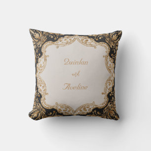 Grote Barok Goud Glitter Zwart Luxe Trouwdag Kussen