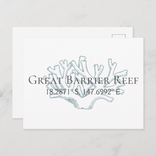 Grote barrière-rif Latitude-lengte Briefkaart (Voorkant / Achterkant)