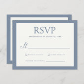 Grote Basic Border Wedding RSVP - Dusty Blue Uitnodiging Briefkaart (Voorkant / Achterkant)