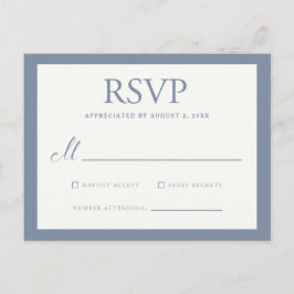 Grote Basic Border Wedding RSVP - Dusty Blue Uitnodiging Briefkaart