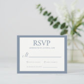 Grote Basic Border Wedding RSVP - Dusty Blue Uitnodiging Briefkaart (Staand voorkant)