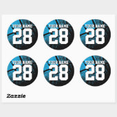 Grote basketbalstickers met aangepast rugnummer ronde sticker (Vel)