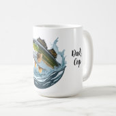 Grote Bass die op een oppervlakte lokaas slaat Koffiemok (Voorkant rechts)
