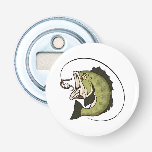 Grote Bass Mond Button Flesopener (Voorkant)