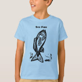 Grote Bass Vis Primitieve Kunst Zwarte Lijn Tekeni T-shirt (Voorkant)