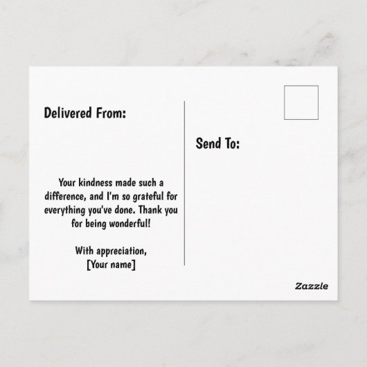 Grote bedankje vanuit het hart Waarderingsbericht Briefkaart (Achterkant)