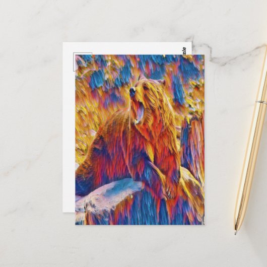 Grote beer briefkaart (Voorkant / Achterkant in situ)