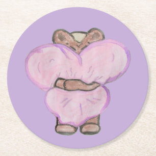 Grote Beer Hug. Ronde Kartonnen Onderzetter
