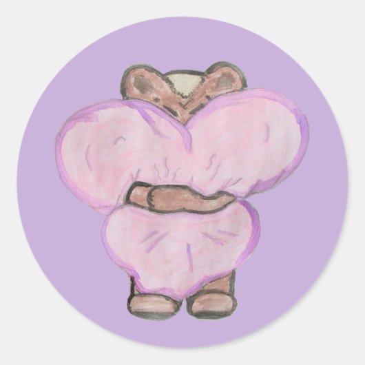 Grote Beer Hug. Ronde Sticker (Voorkant)