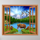 Grote Beer Wilderness Fake Window Poster (Voorkant)