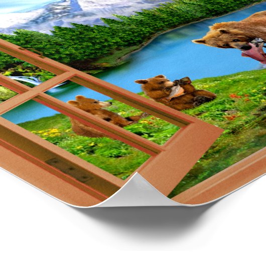 Grote Beer Wilderness Fake Window Poster (Hoek)