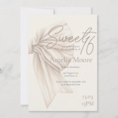 Grote Beige Bow Boho Sweet 16 Kaart (Voorkant)