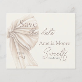 Grote Beige Bow Boho Sweet 16 Save the Date