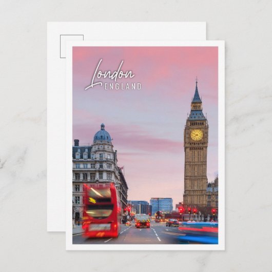 Grote ben en huizen van het parlement Londen Engel Briefkaart (Voorkant / Achterkant)