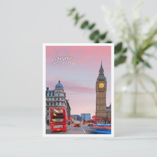 Grote ben en huizen van het parlement Londen Engel Briefkaart (Staand voorkant)