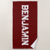 Grote benaming in het wit op donkere en rode keuke strandlaken (Voorkant)