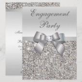 Grote Betrokkenheid Party Faux Silver Sequins Bow Kaart (Voorkant / Achterkant)