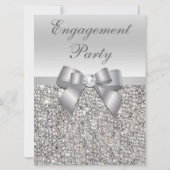 Grote Betrokkenheid Party Faux Silver Sequins Bow Kaart (Voorkant)