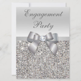 Grote Betrokkenheid Party Faux Silver Sequins Bow Kaart