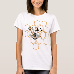 Grote bij en honingraat met de woorden "Queen Bee" T-shirt