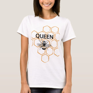 Grote bij en honingraat met de woorden "Queen Bee" T-shirt