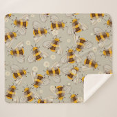 Grote bijen. Digitale tekening Sherpa Deken (Voorkant (horizontaal))