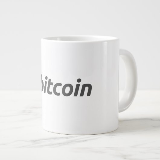 Grote Bitcoin logo met oranje Bitcoin-symbool Grote Koffiekop (Voorkant rechts)