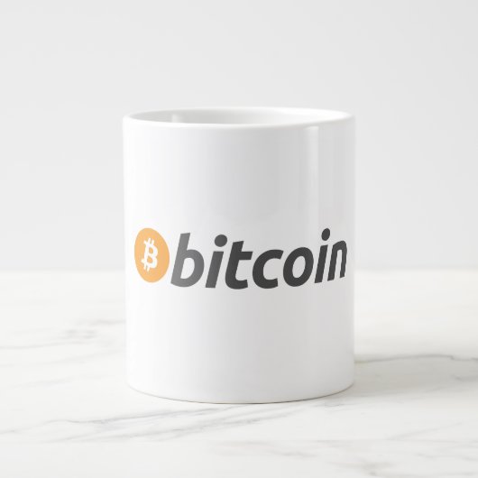 Grote Bitcoin logo met oranje Bitcoin-symbool Grote Koffiekop (Voorkant)