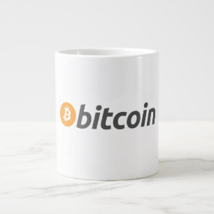 Grote Bitcoin logo met oranje Bitcoin-symbool Koffiekop