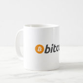 Grote Bitcoin logo met oranje Bitcoin-symbool Koffiemok (Voorkant links)