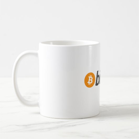 Grote Bitcoin logo met oranje Bitcoin-symbool Koffiemok (Links)