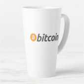 Grote Bitcoin logo met oranje Bitcoin-symbool Latte Mok (Rechterhoek)