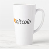 Grote Bitcoin logo met oranje Bitcoin-symbool Latte Mok (Rechts)