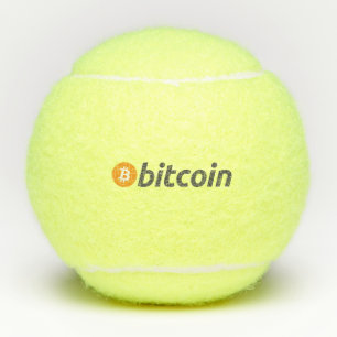 Grote Bitcoin logo met oranje Bitcoin-symbool Tennisballen
