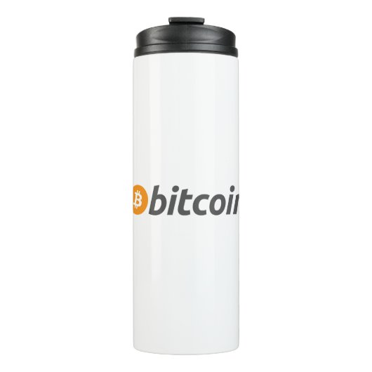 Grote Bitcoin logo met oranje Bitcoin-symbool Thermosbeker (Voorkant)